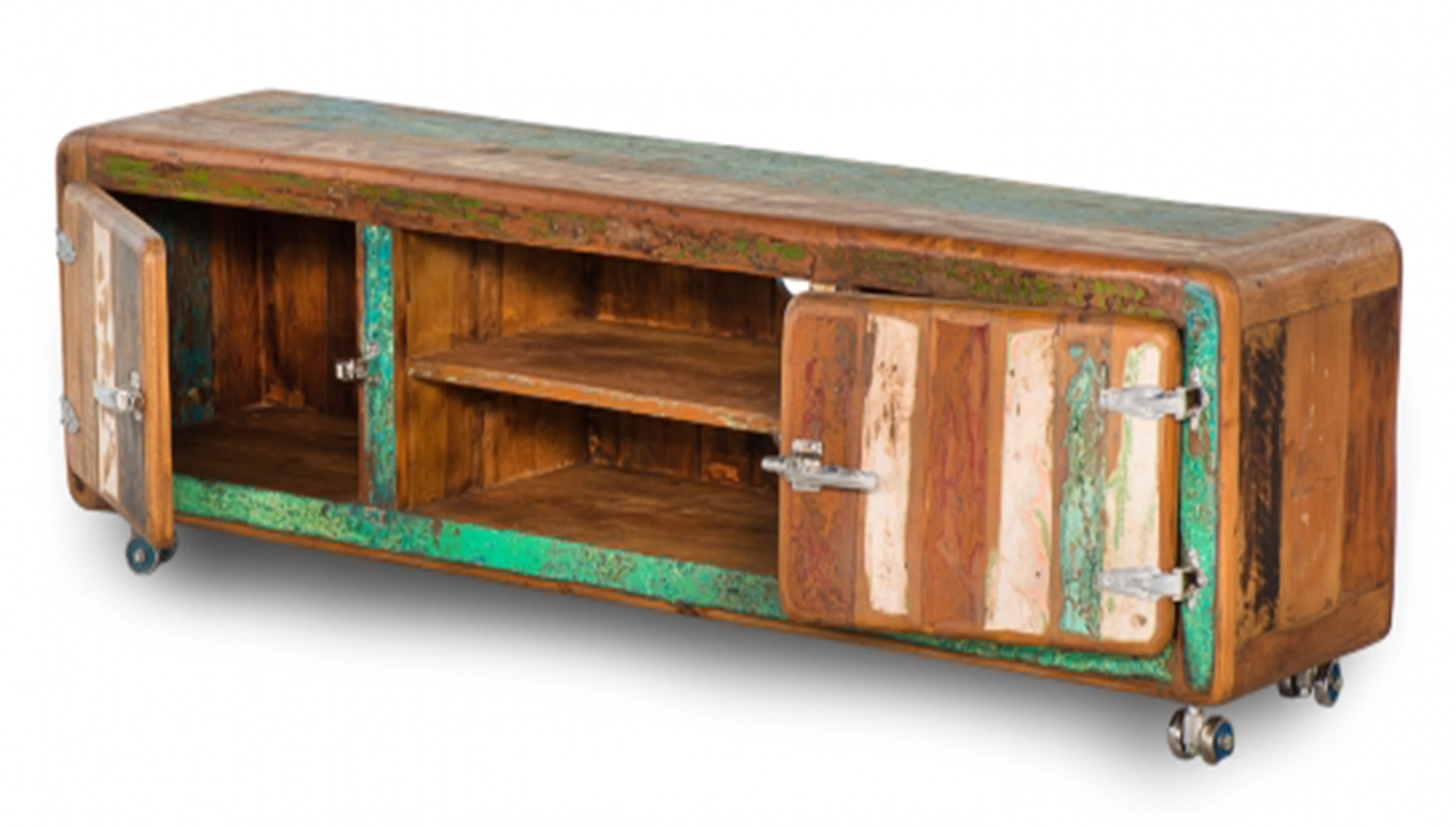 Reclaimed Ice Box T. V. Cabinet with 2 Doors on Rollers - popular handicrafts